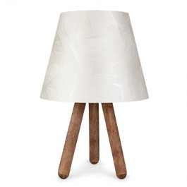 Opviq Lámpara de Mesa AYD-1505, Madera de Haya y Tela PVC, Blanco y Nogal, 22 x 33 cm